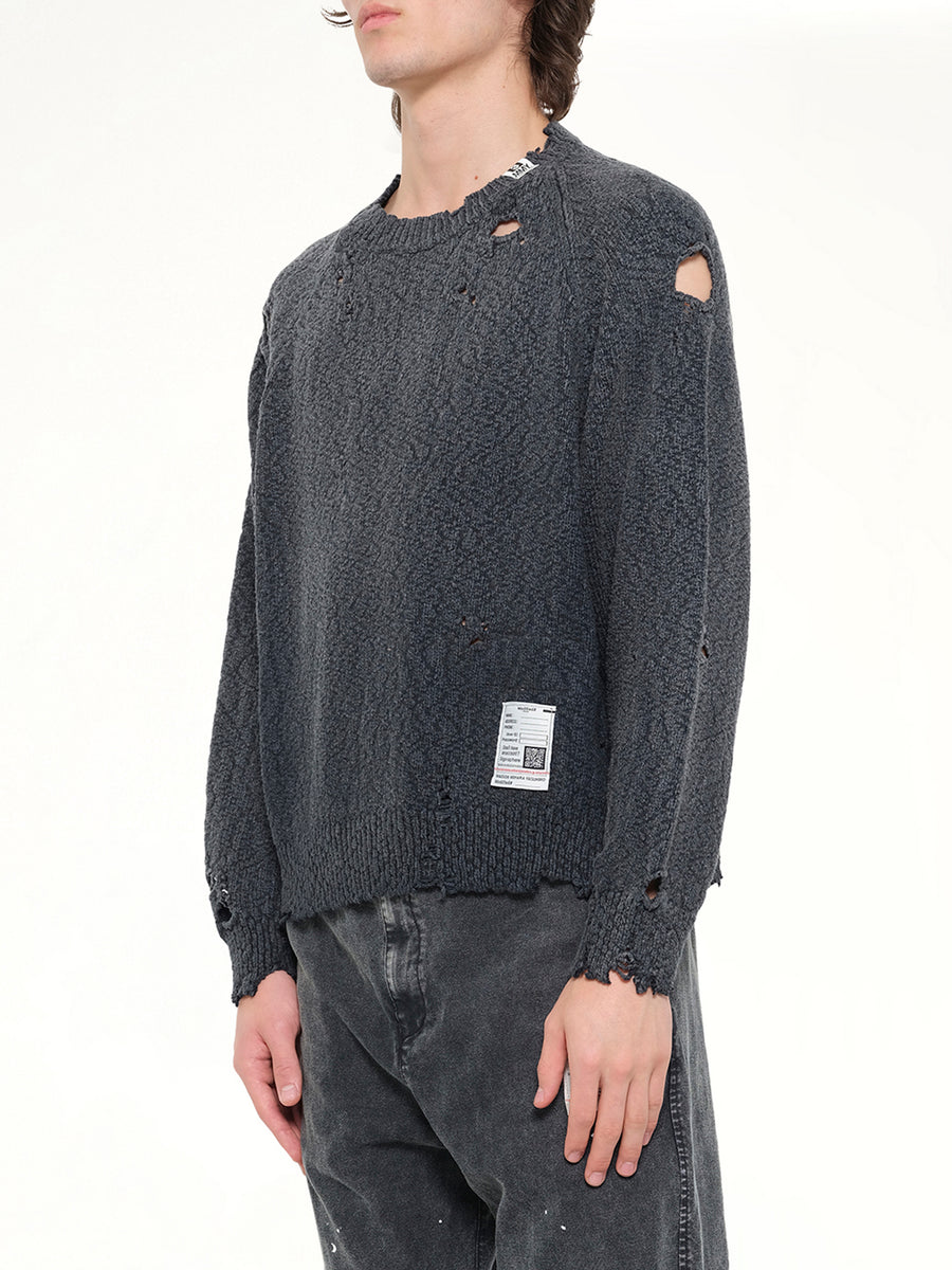 Sun Faded Knit Pullover in Black