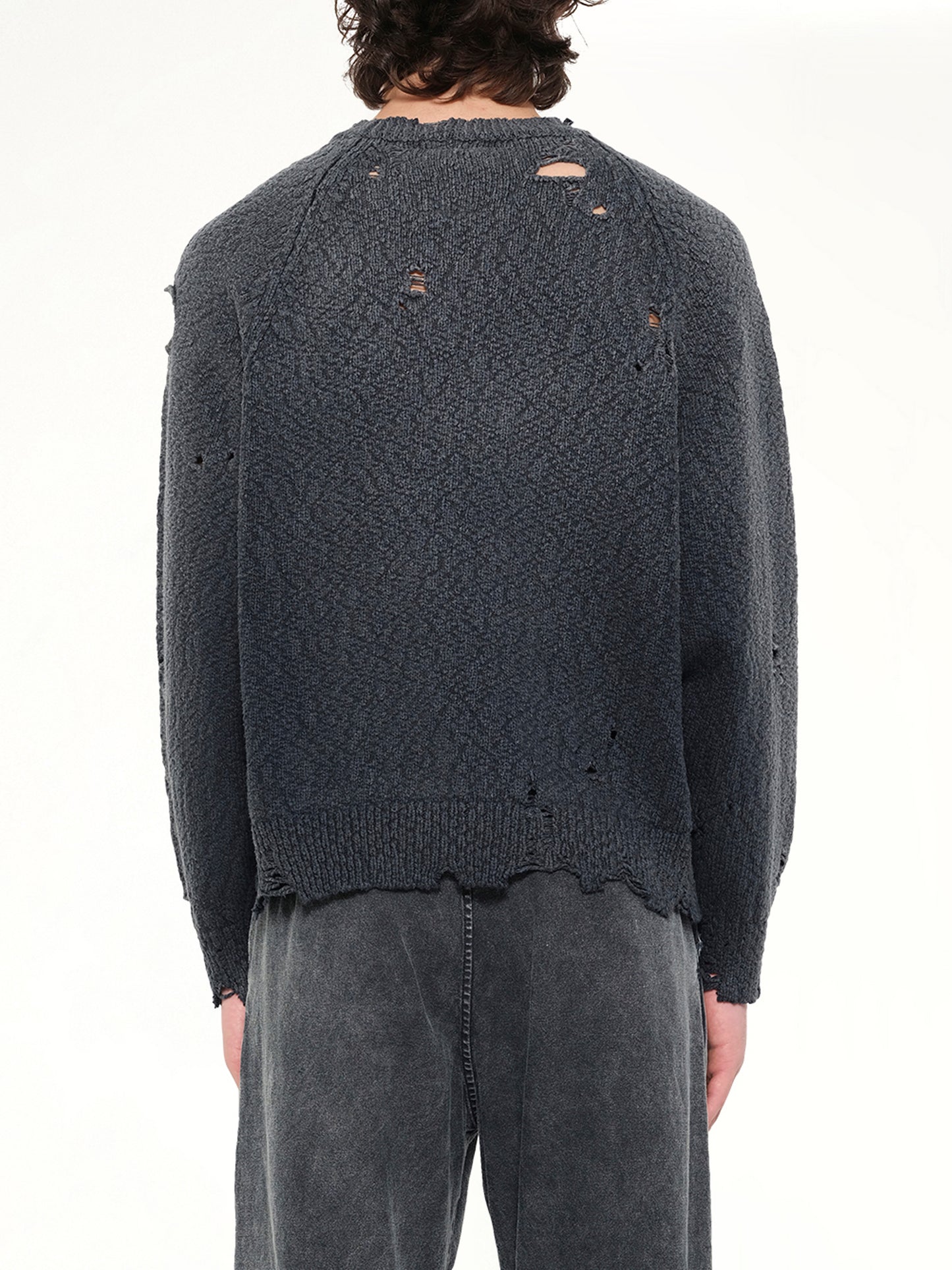 Sun Faded Knit Pullover in Black