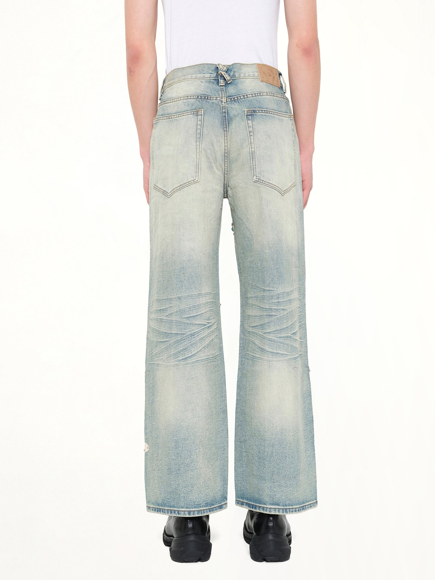 Studded Face Jeans in Blue