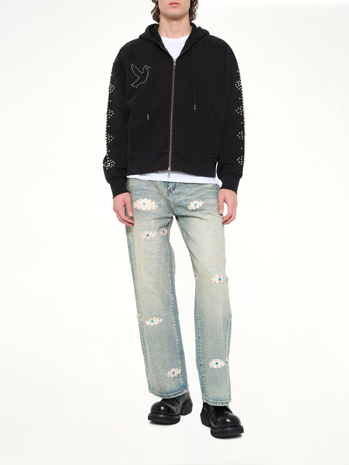 Studded Face Jeans in Blue