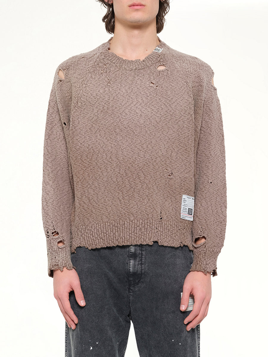 Sun Faded Knit Pullover in Brown