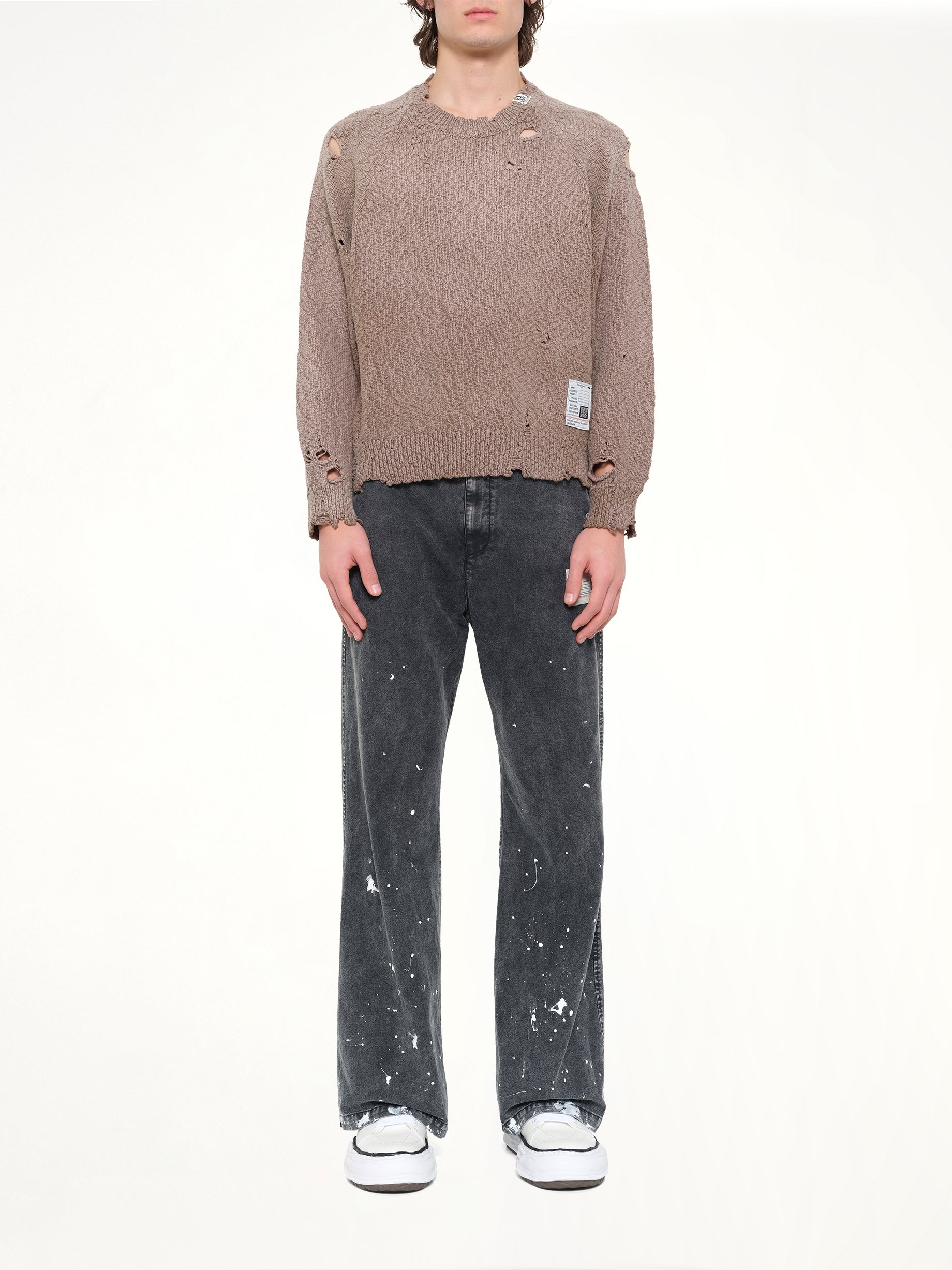 MAISON MIHARA YASUHIRO Sun Faded Knit Pullover in Brown Model View from MARAIS