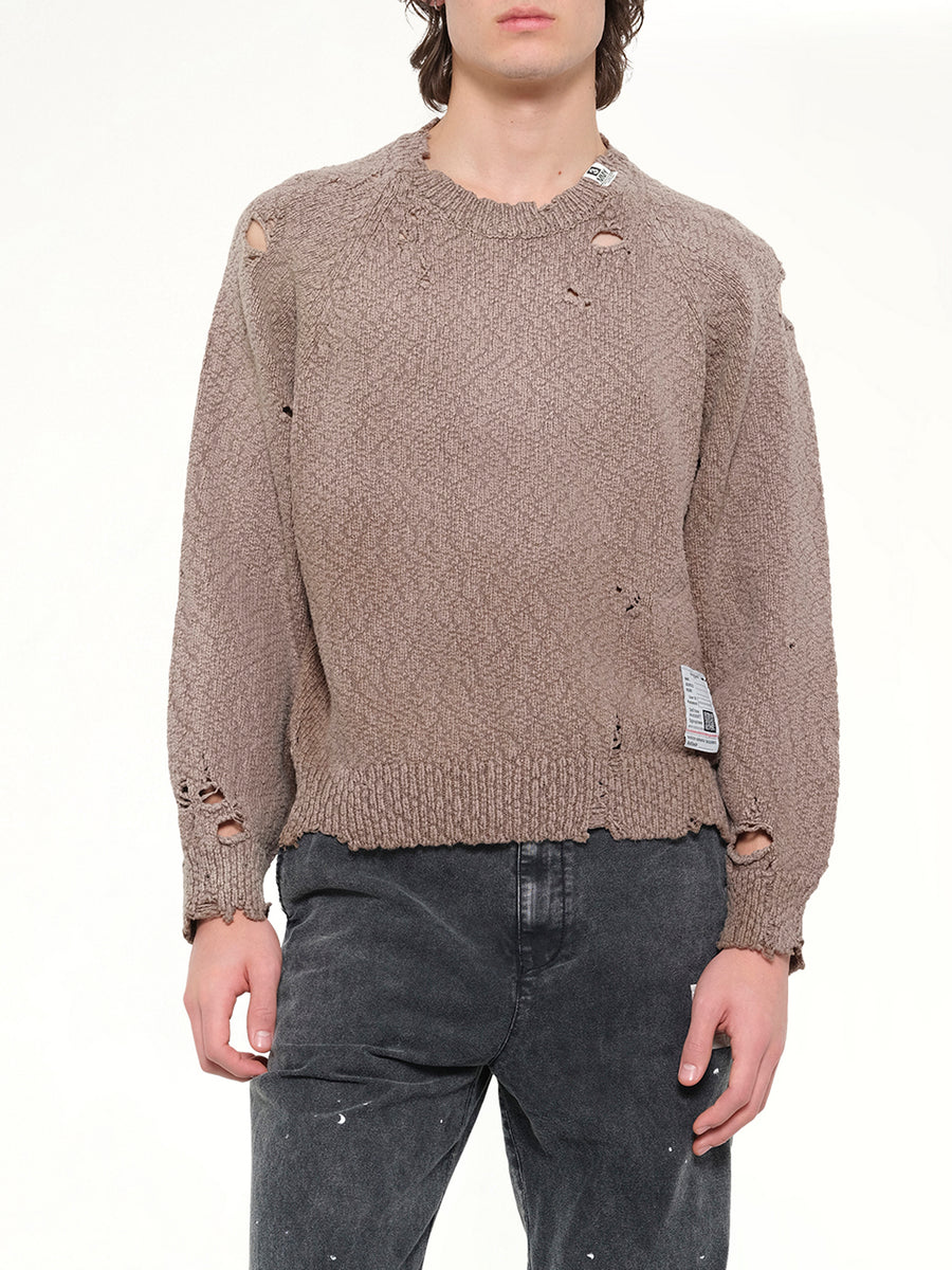 Sun Faded Knit Pullover in Brown