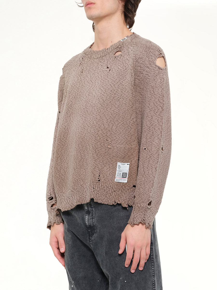 Sun Faded Knit Pullover in Brown