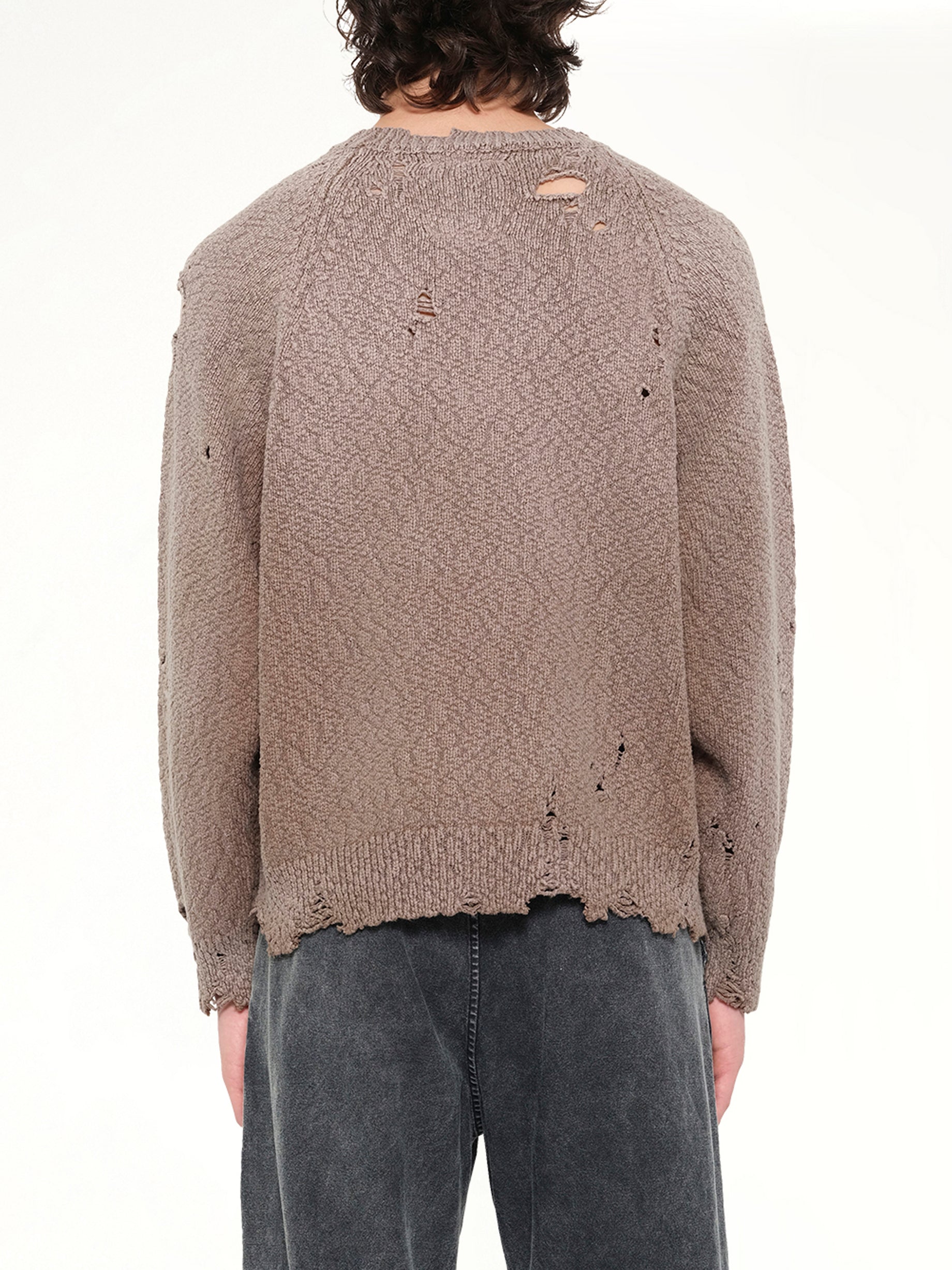 MAISON MIHARA YASUHIRO Sun Faded Knit Pullover in Brown Back View from MARAIS