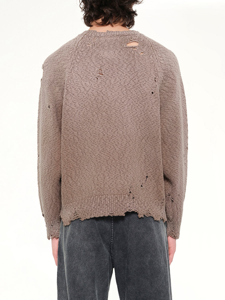 Sun Faded Knit Pullover in Brown
