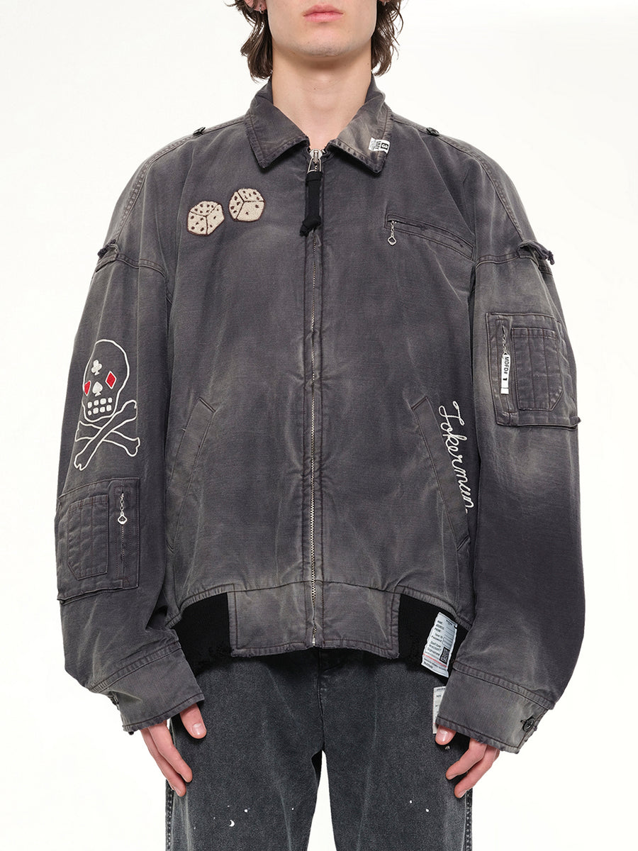 Sun Faded Military Jacket in Black