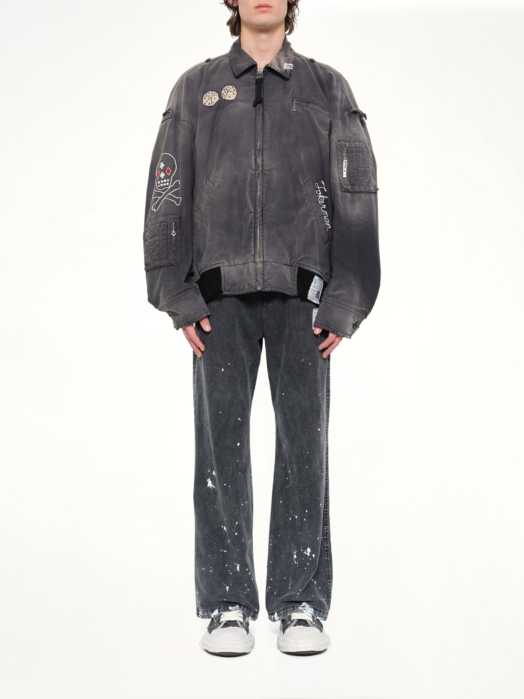 MAISON MIHARA YASUHIRO Sun Faded Military Jacket in Black Model View from MARAIS