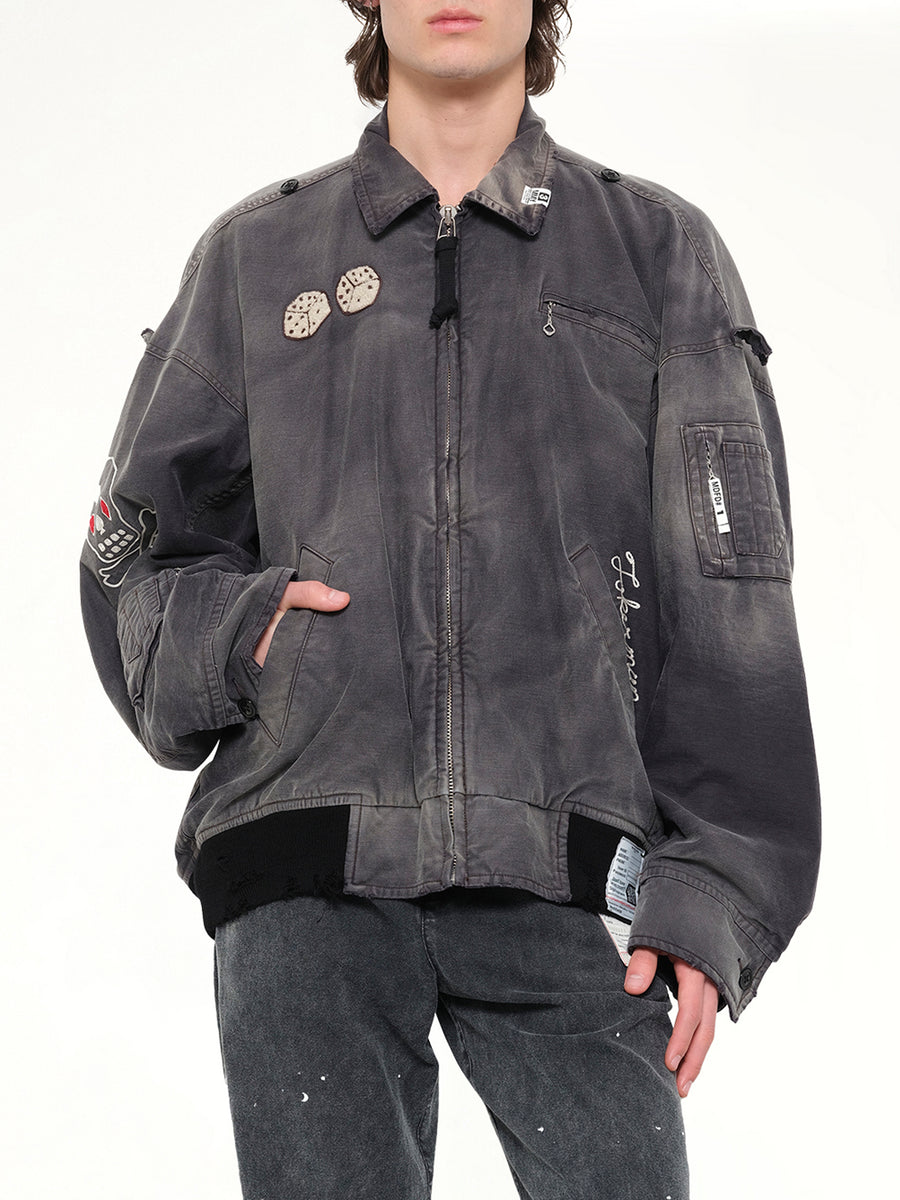 Sun Faded Military Jacket in Black