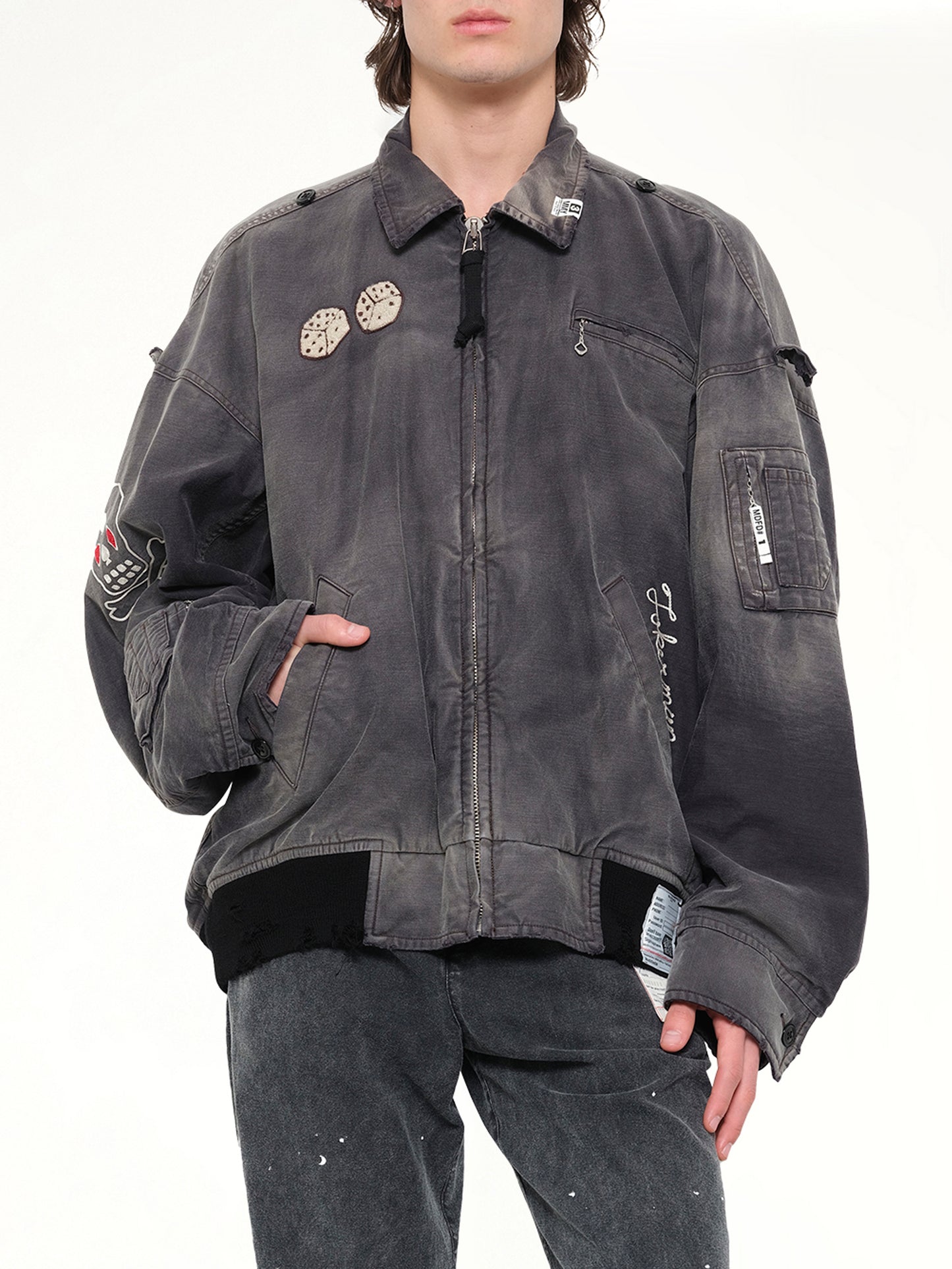 Sun Faded Military Jacket in Black