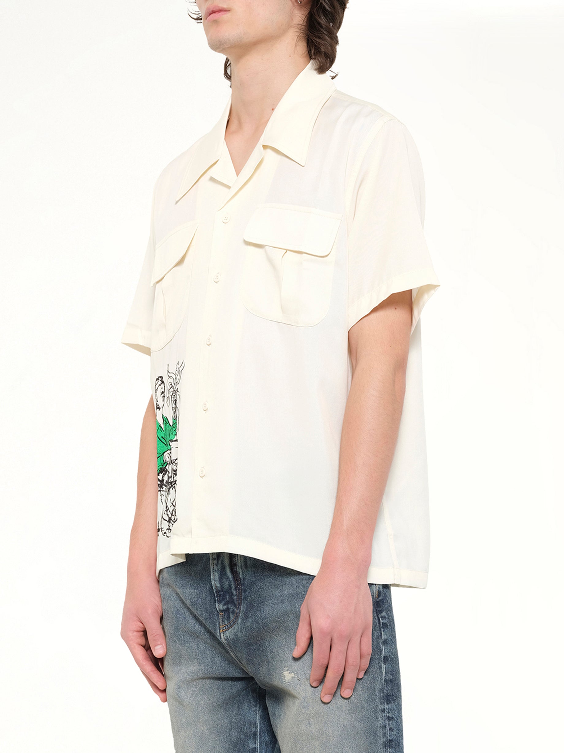 KIDSUPER Tecnacolor Dreams Lycra Shirt in Cream Side View from MARAIS