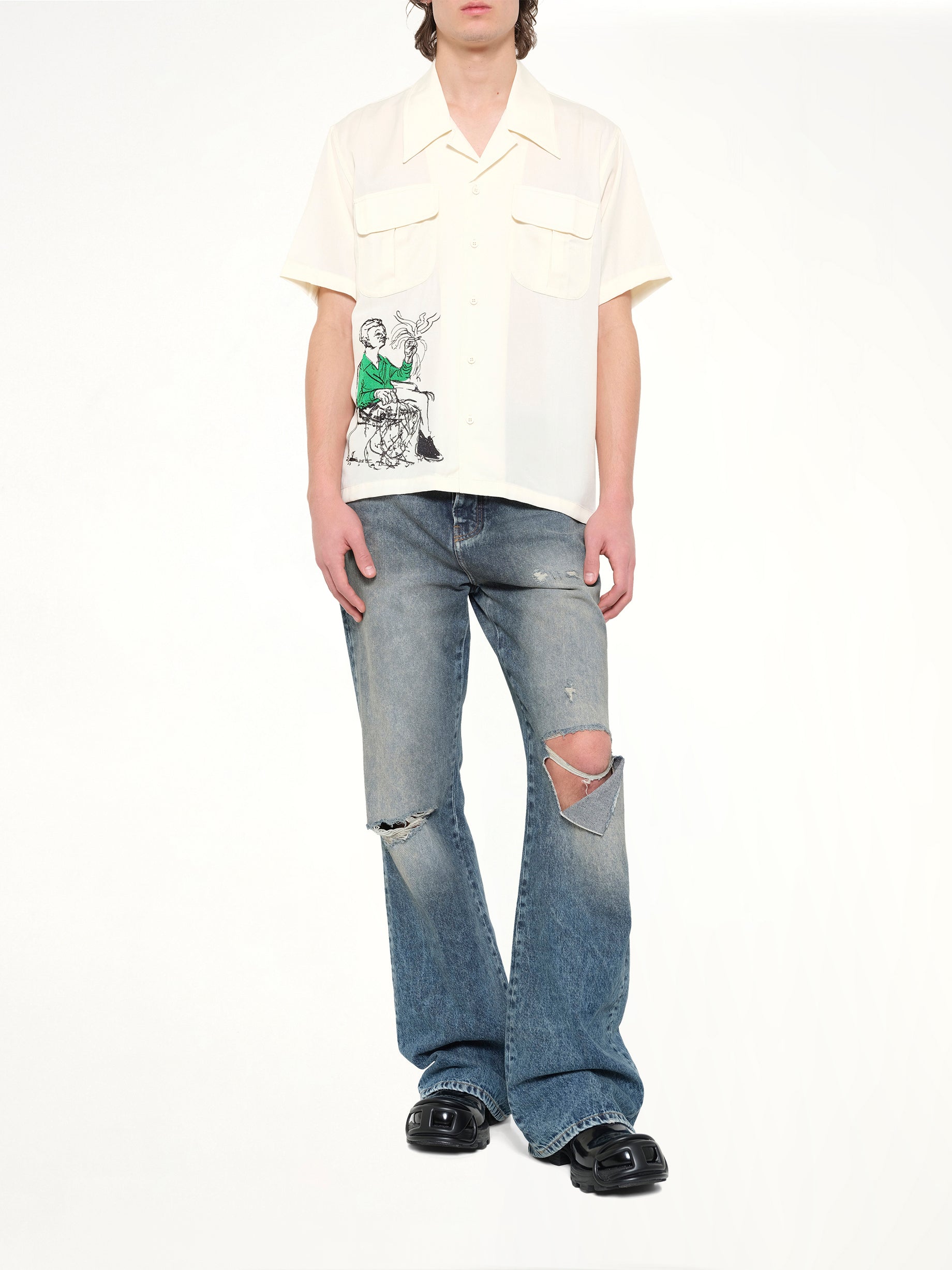 KIDSUPER Tecnacolor Dreams Lycra Shirt in Cream Full Reference from MARAIS