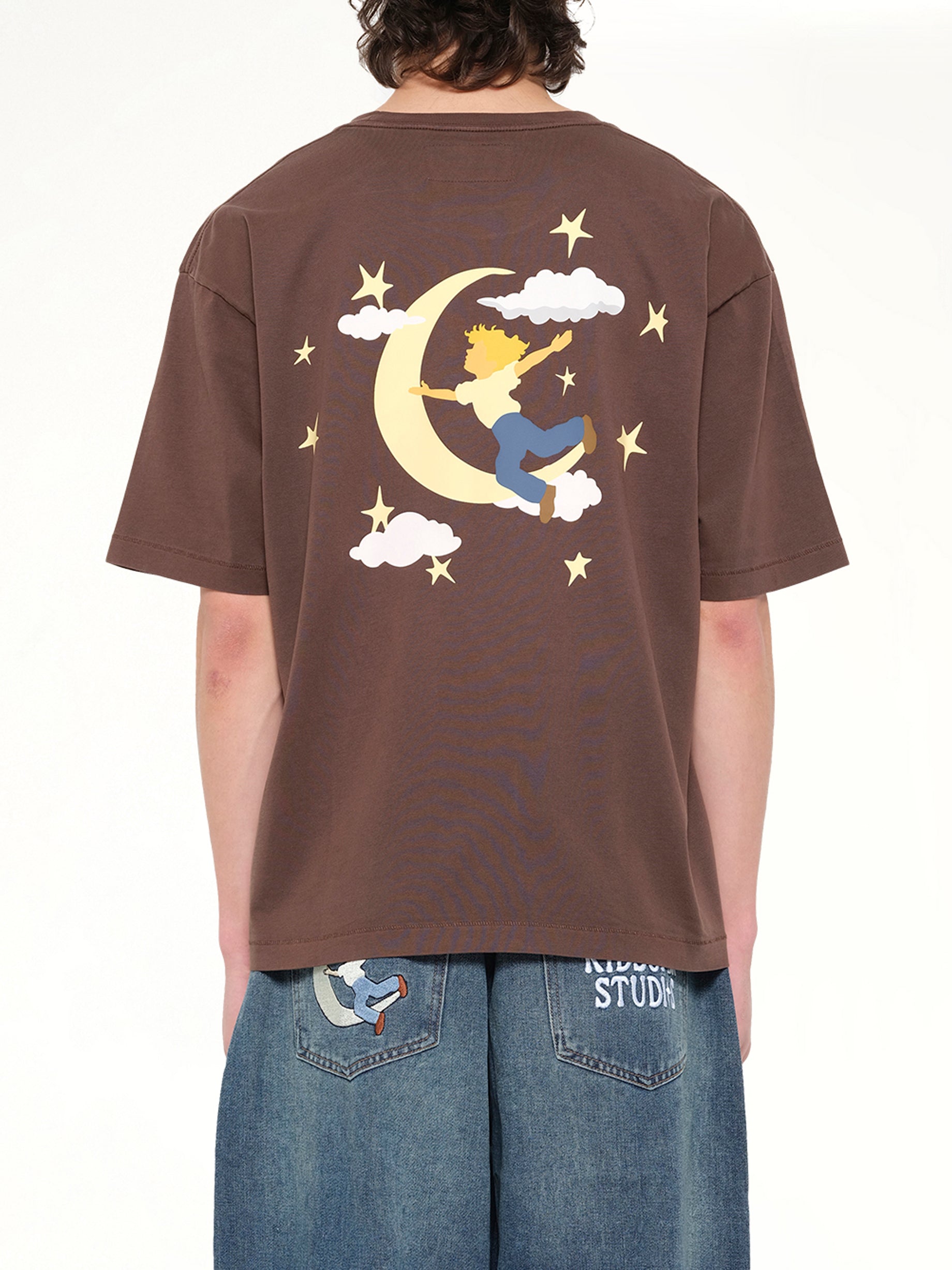 KIDSUPER The Boy who Jumped the Moon T-Shirt in Mocha Back View from MARAIS