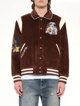 워시드 코듀로이 자수 얼굴 재킷 브라운