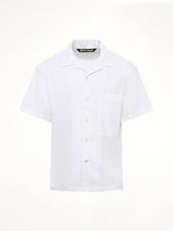 B Curved Logo Bowling Shirt in Off White/Black