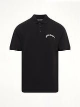 Back Curved Logo Polo S/S in Black/Off White