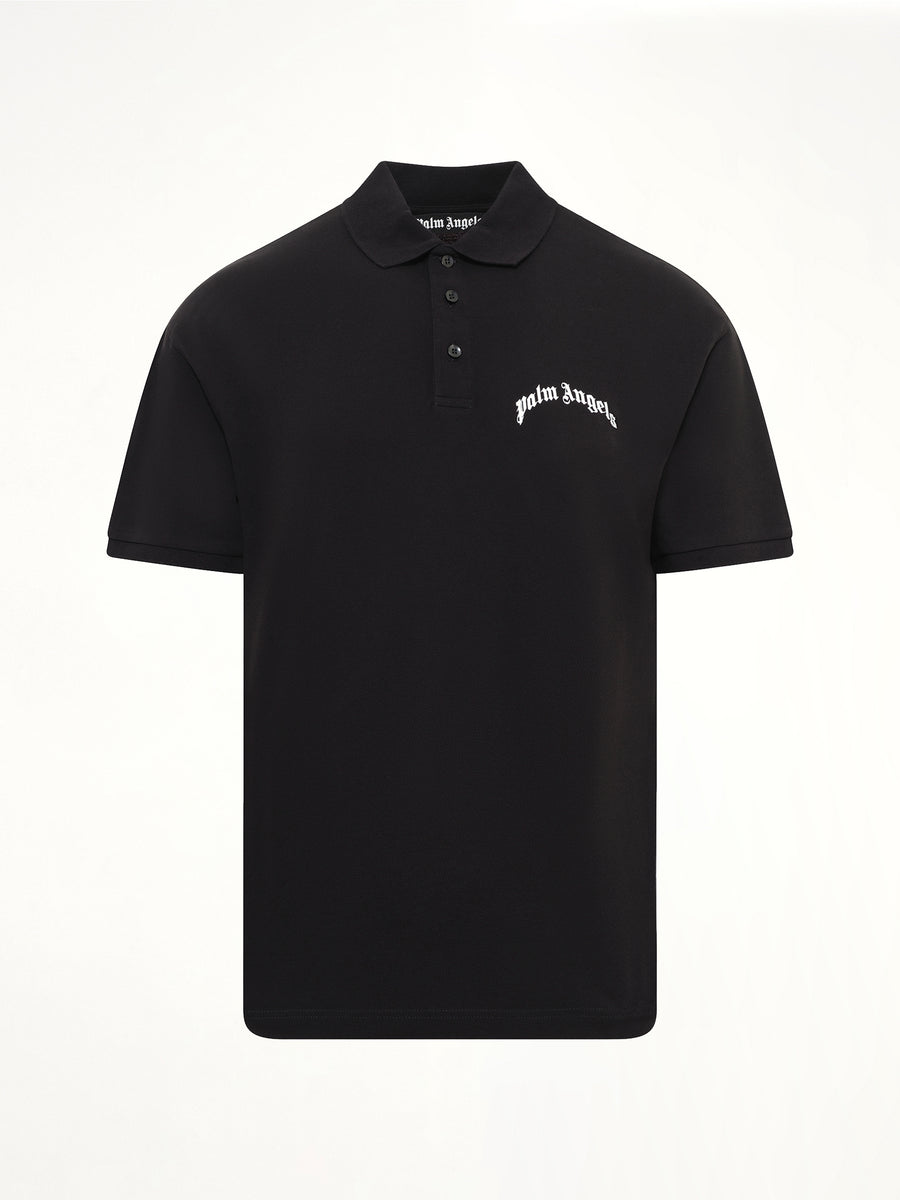 Back Curved Logo Polo S/S in Black/Off White