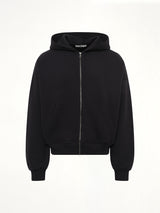 Back Curved Logo Zip Hoodie in Black/Off White