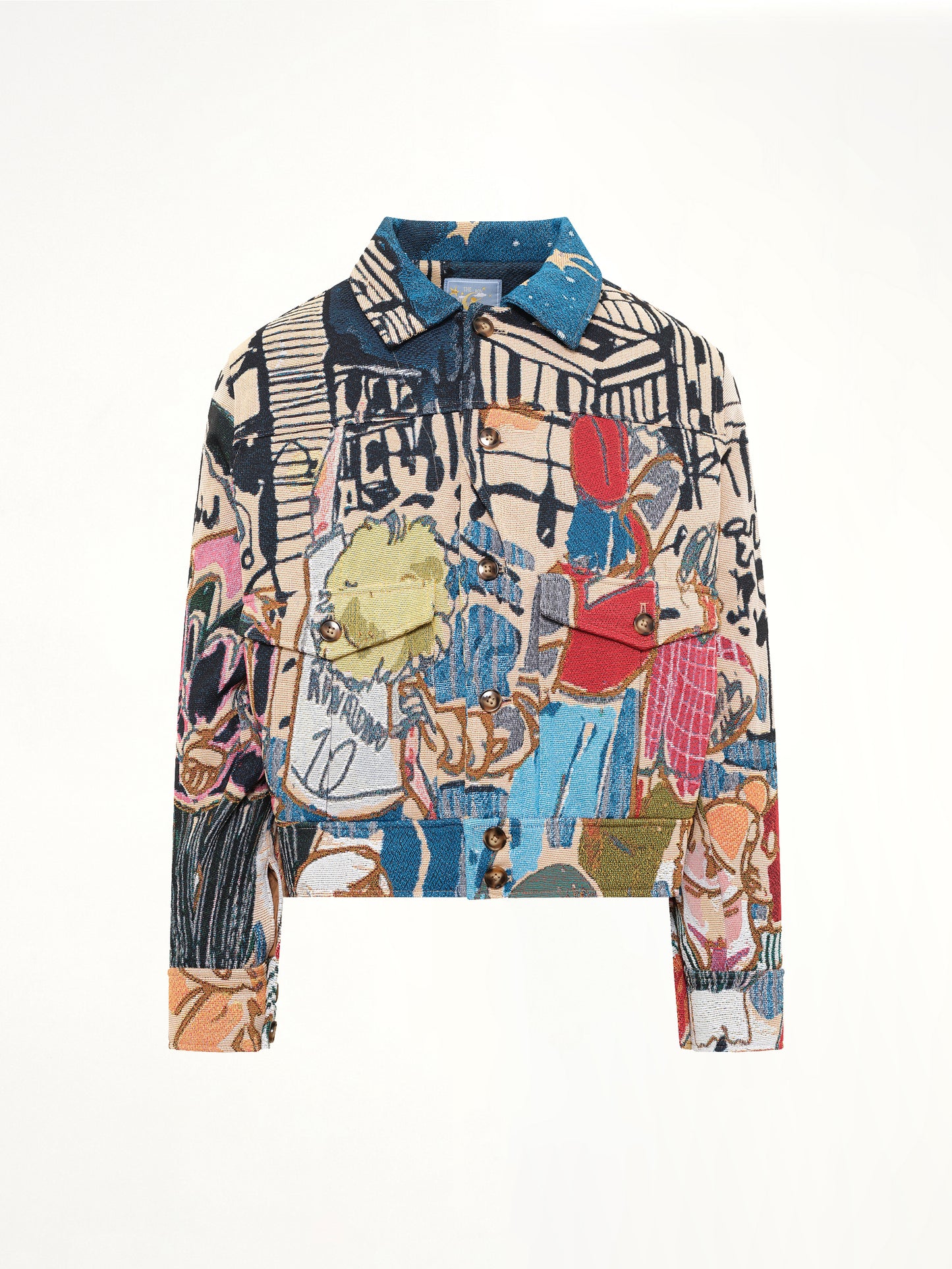 Jaquarded Pocket Detail Jacket in Multicolour
