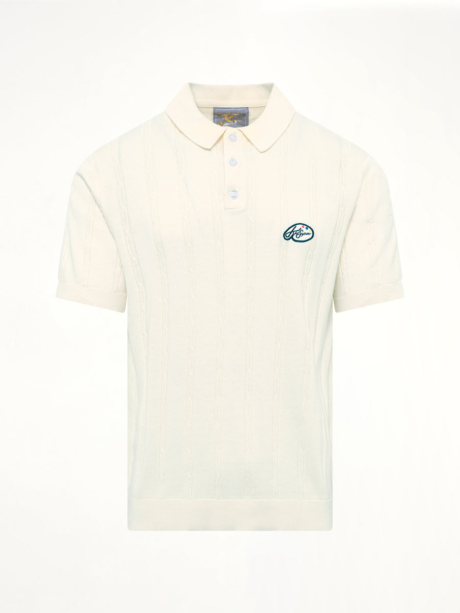 Painters Logo Knit Polo in Cream