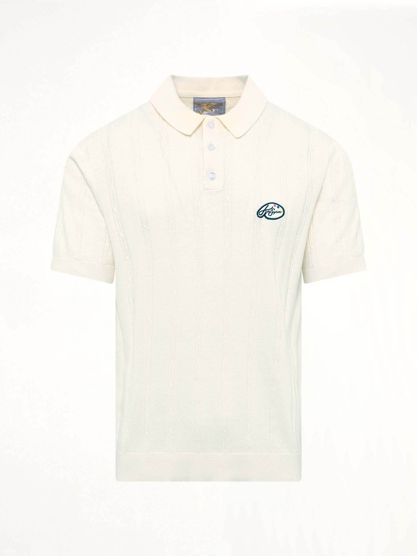 Painters Logo Knit Polo in Cream