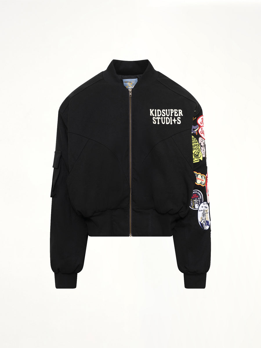 Patches Bomber Jacket in Black