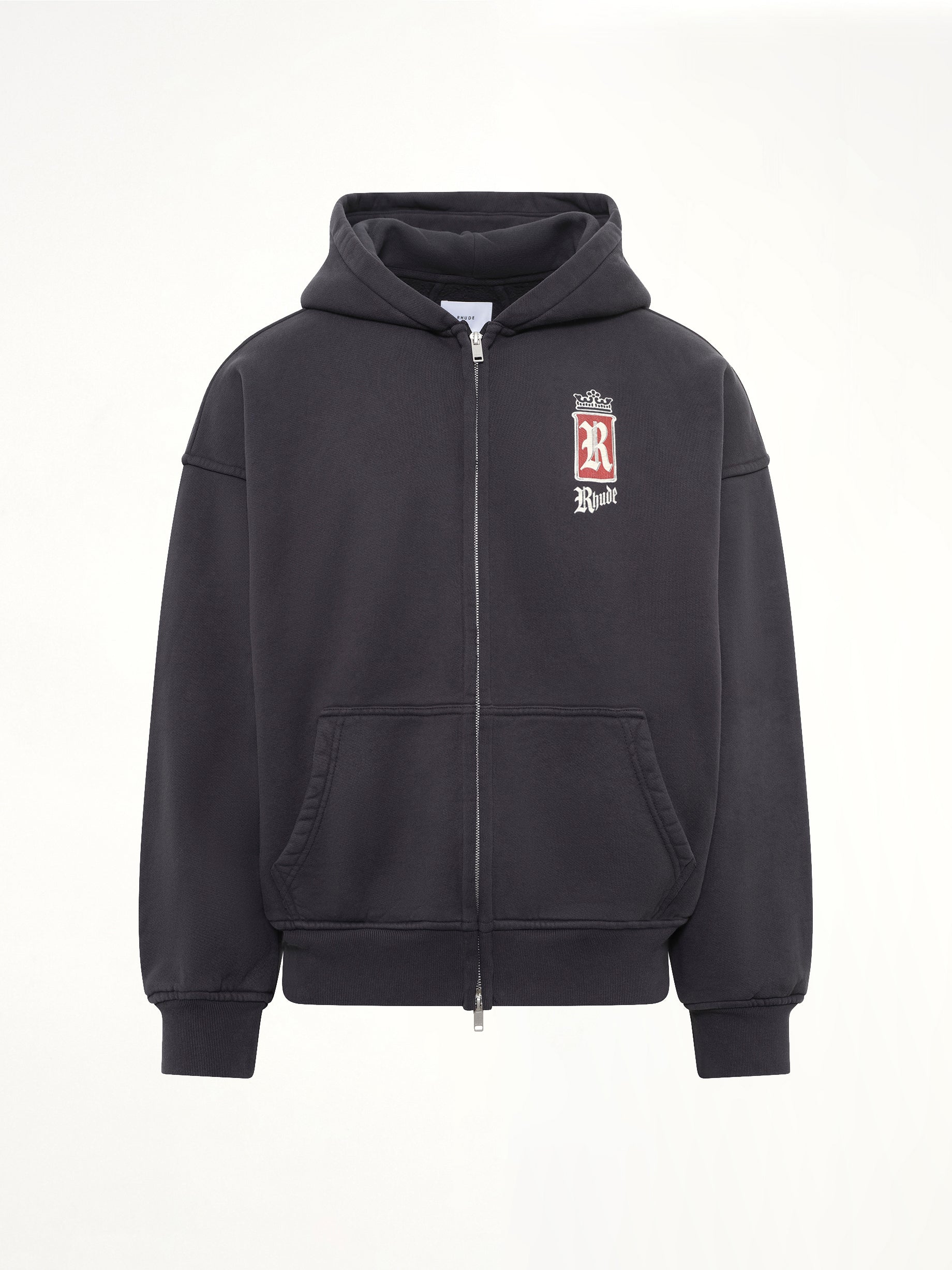 RHUDE Rhude Fumar 91 Zip-Up Hoodie in Vintage Black Product Photo from MARAIS