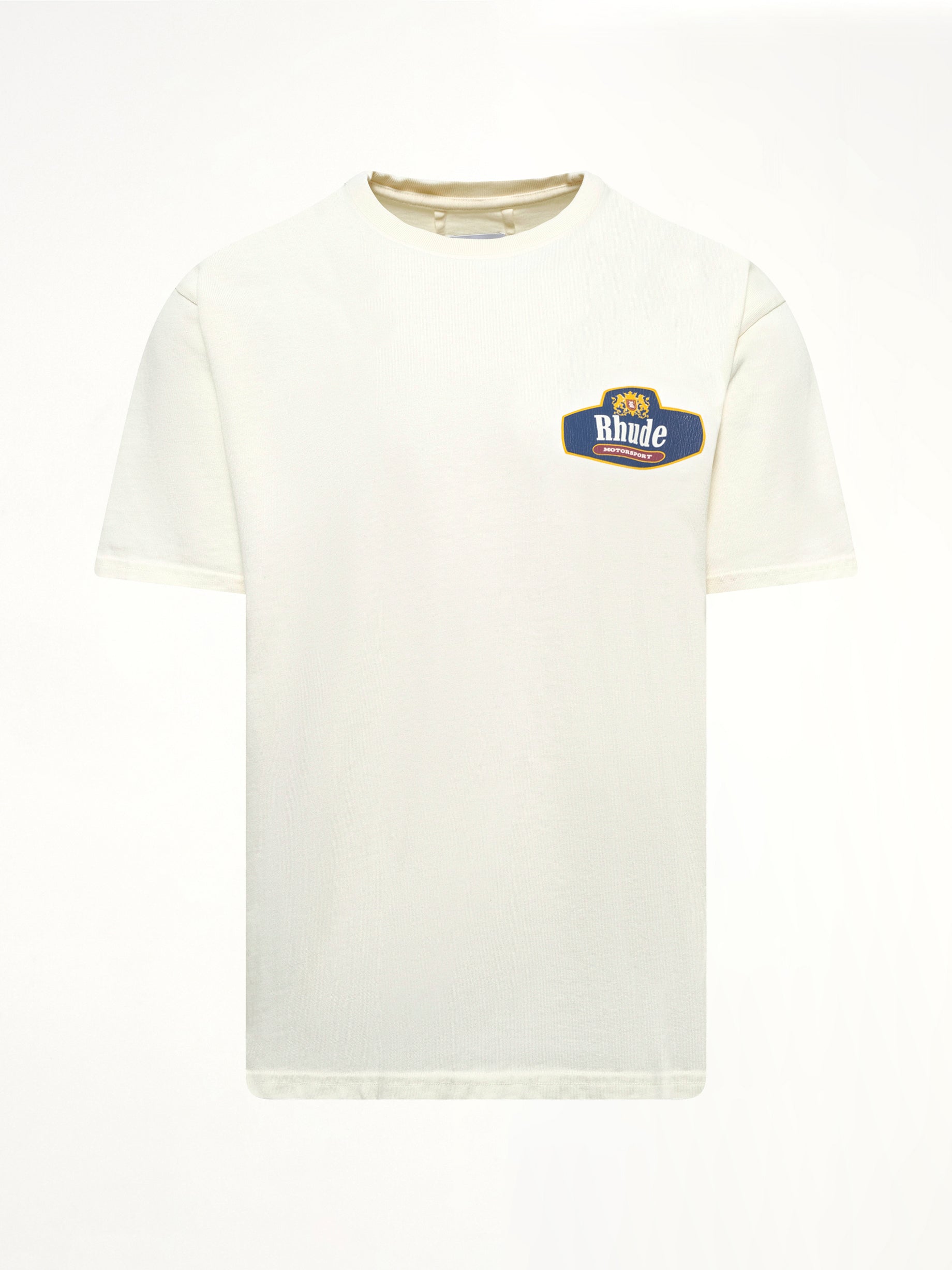 RHUDE Rhude Racing Crest T-Shirt in Vintage White Product Photo from MARAIS