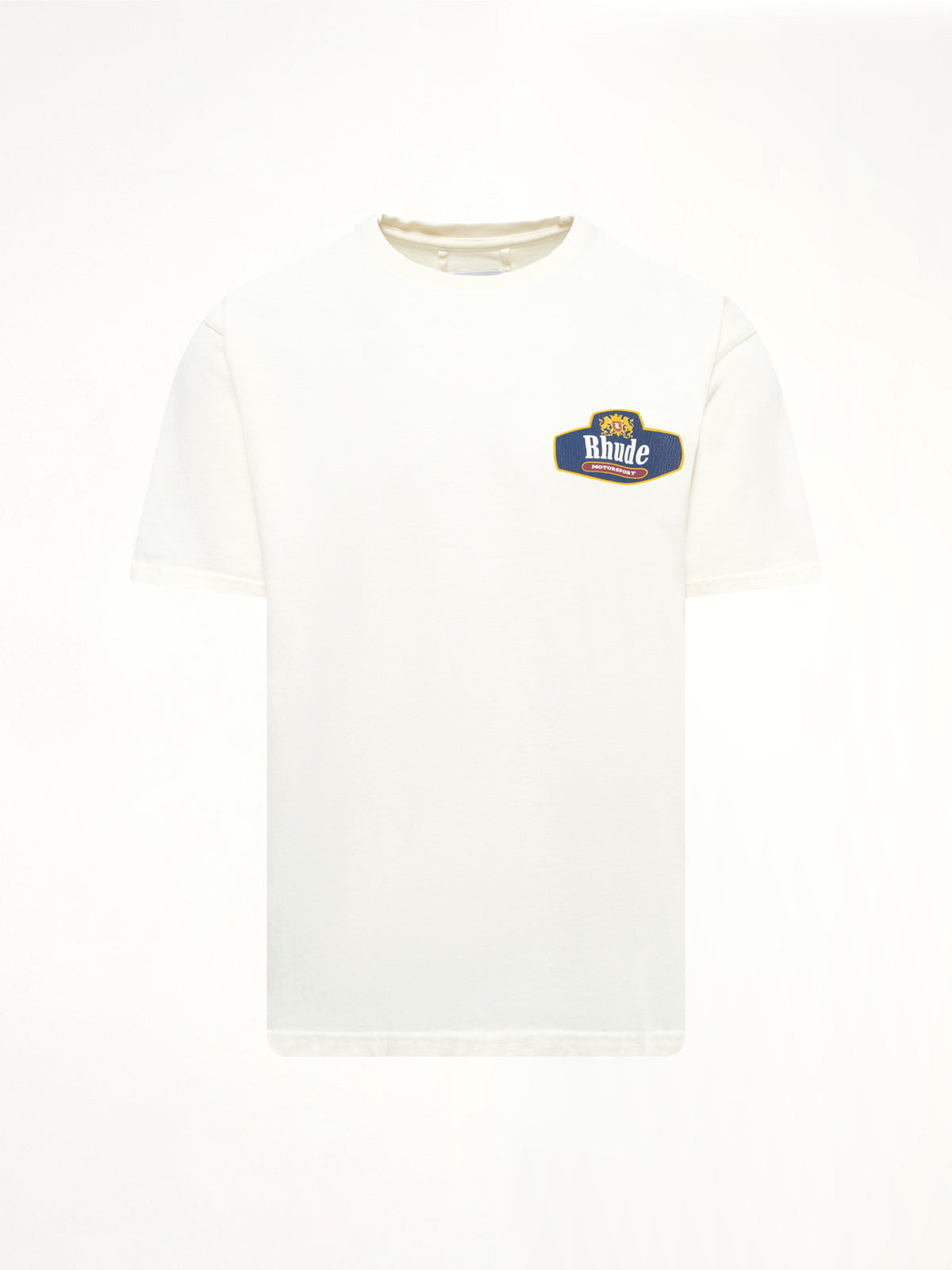 ヴィンテージホワイトのRhude Racing Crest Tシャツ