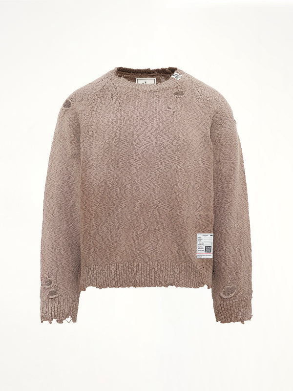 Sun Faded Knit Pullover in Brown