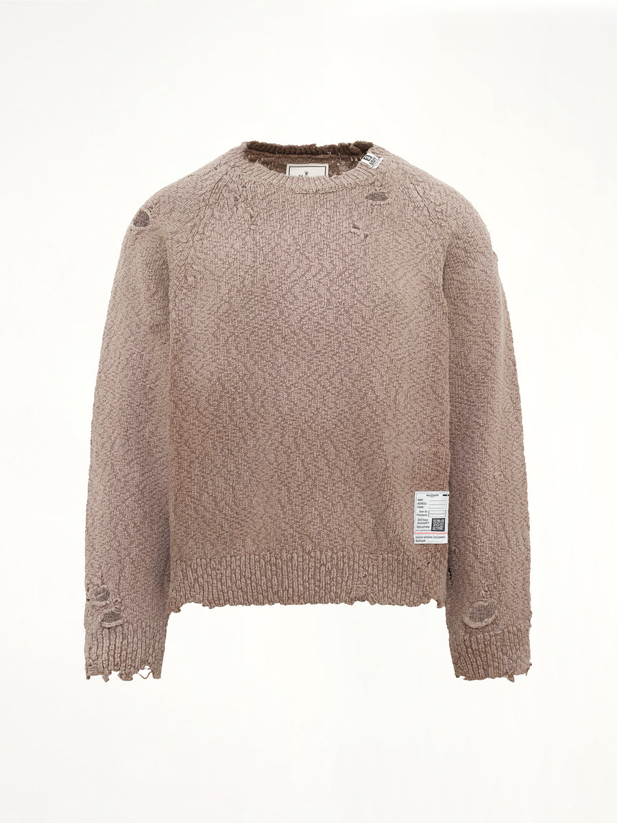 Sun Faded Knit Pullover in Brown