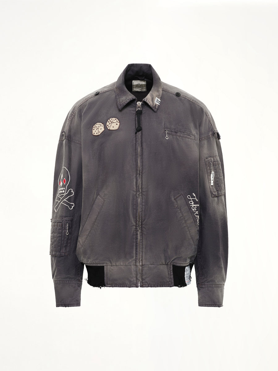 Sun Faded Military Jacket in Black