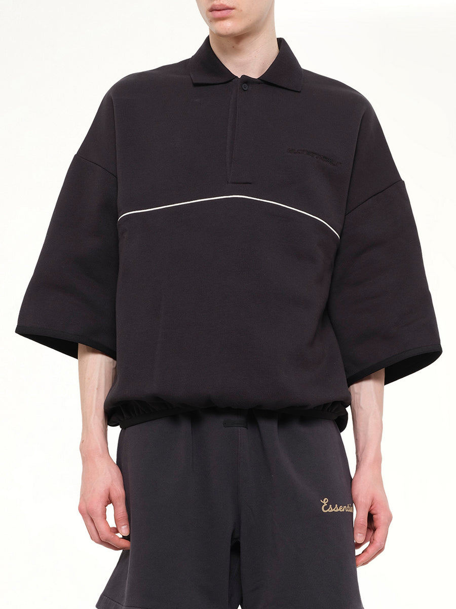Active Trace 3/4 Sleeve Polo Sweatshirt in Vintage Black