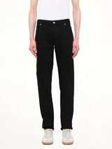 Crest Logo Straight Jeans in Black