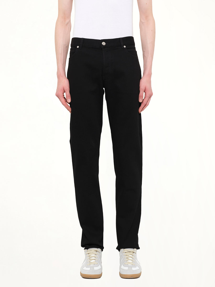 Crest Logo Straight Jeans in Black