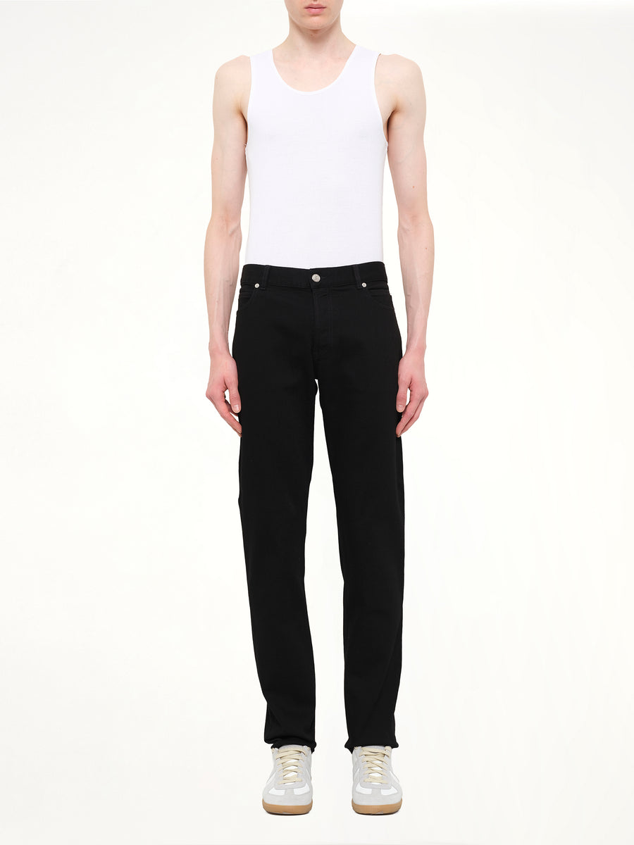 Crest Logo Straight Jeans in Black