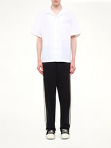 B Curved Logo Bowling Shirt in Off White/Black