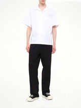 B Curved Logo Bowling Shirt in Off White/Black