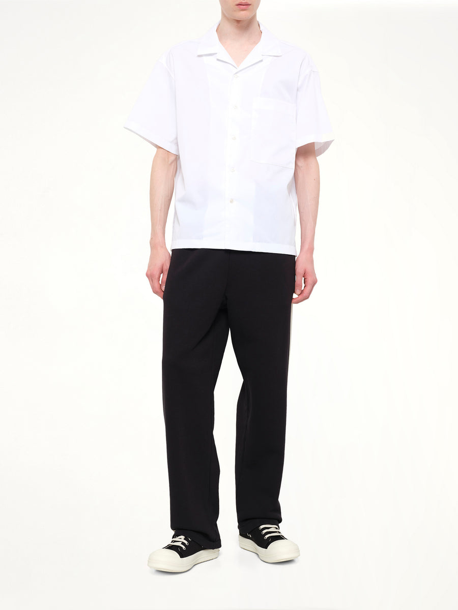 B Curved Logo Bowling Shirt in Off White/Black