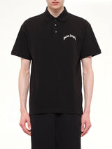 Back Curved Logo Polo S/S in Black/Off White