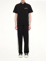 Back Curved Logo Polo S/S in Black/Off White