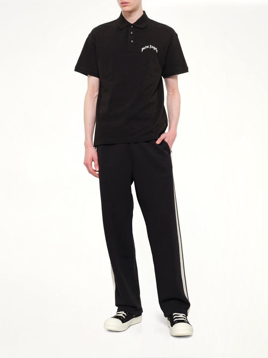 Back Curved Logo Polo S/S in Black/Off White