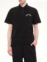 Back Curved Logo Polo S/S in Black/Off White