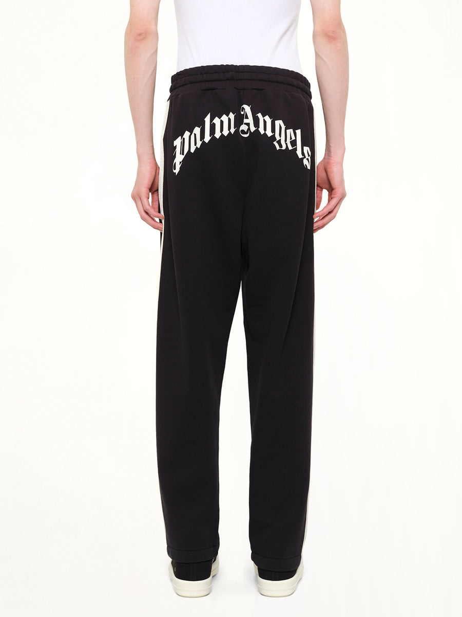 Back Curved Logo Sweatpants in Black/Off White