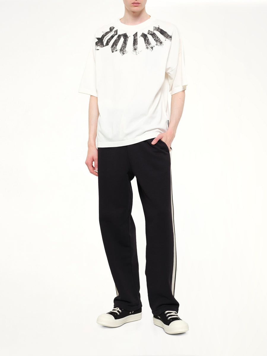 Back Curved Logo Sweatpants in Black/Off White