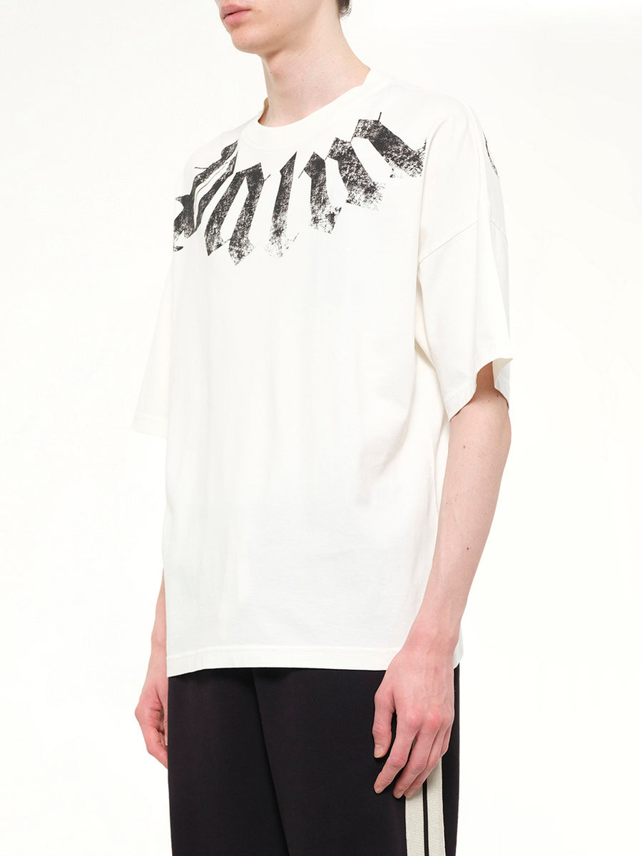 Big Neck Logo Loose T-Shirt in Off White/Black