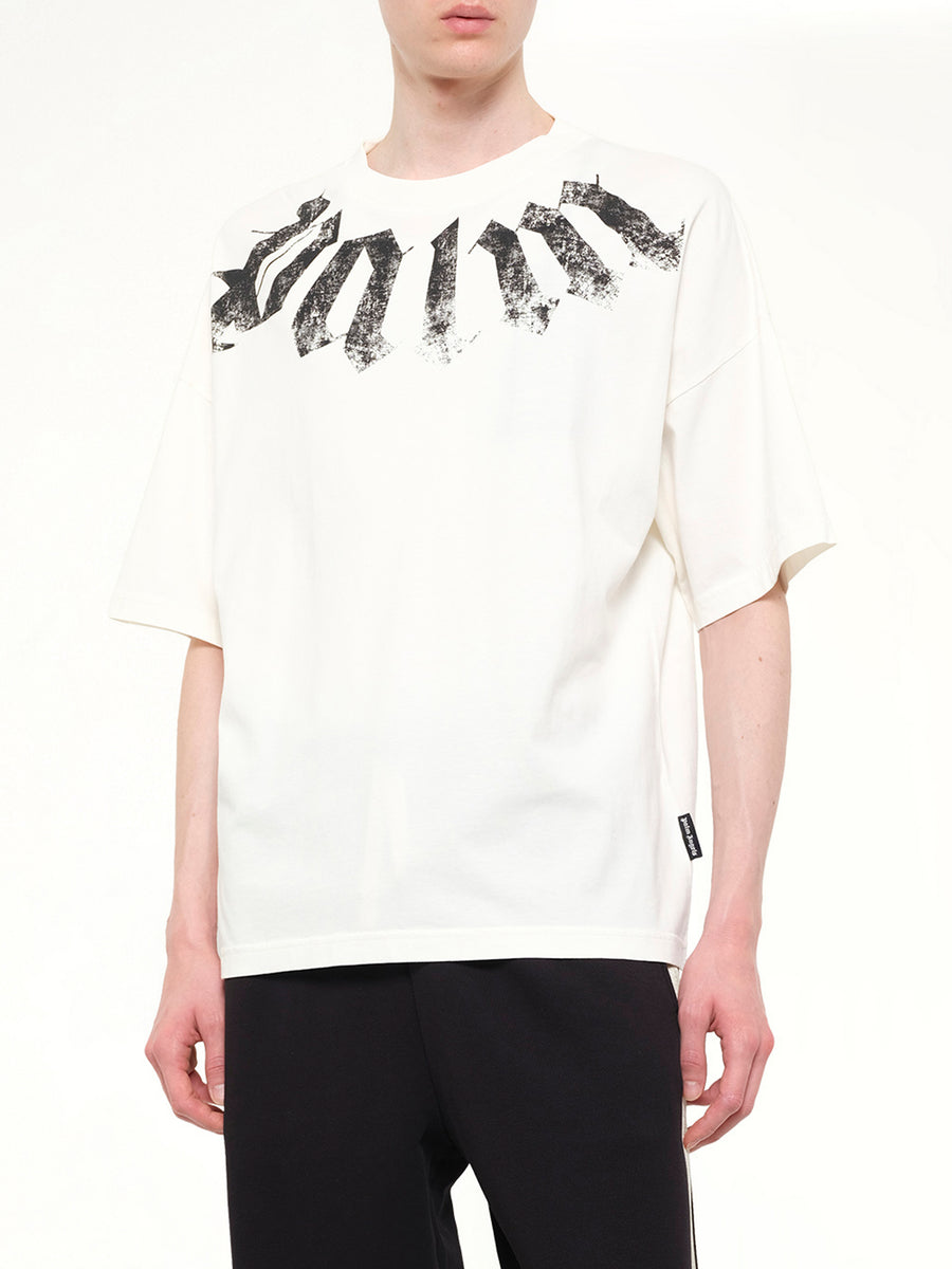 Big Neck Logo Loose T-Shirt in Off White/Black