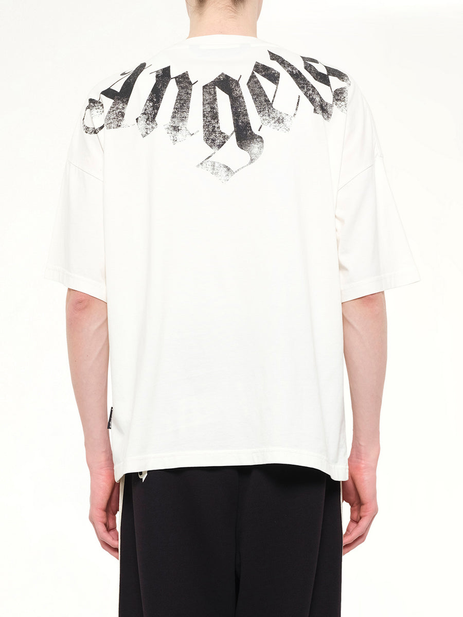 Big Neck Logo Loose T-Shirt in Off White/Black