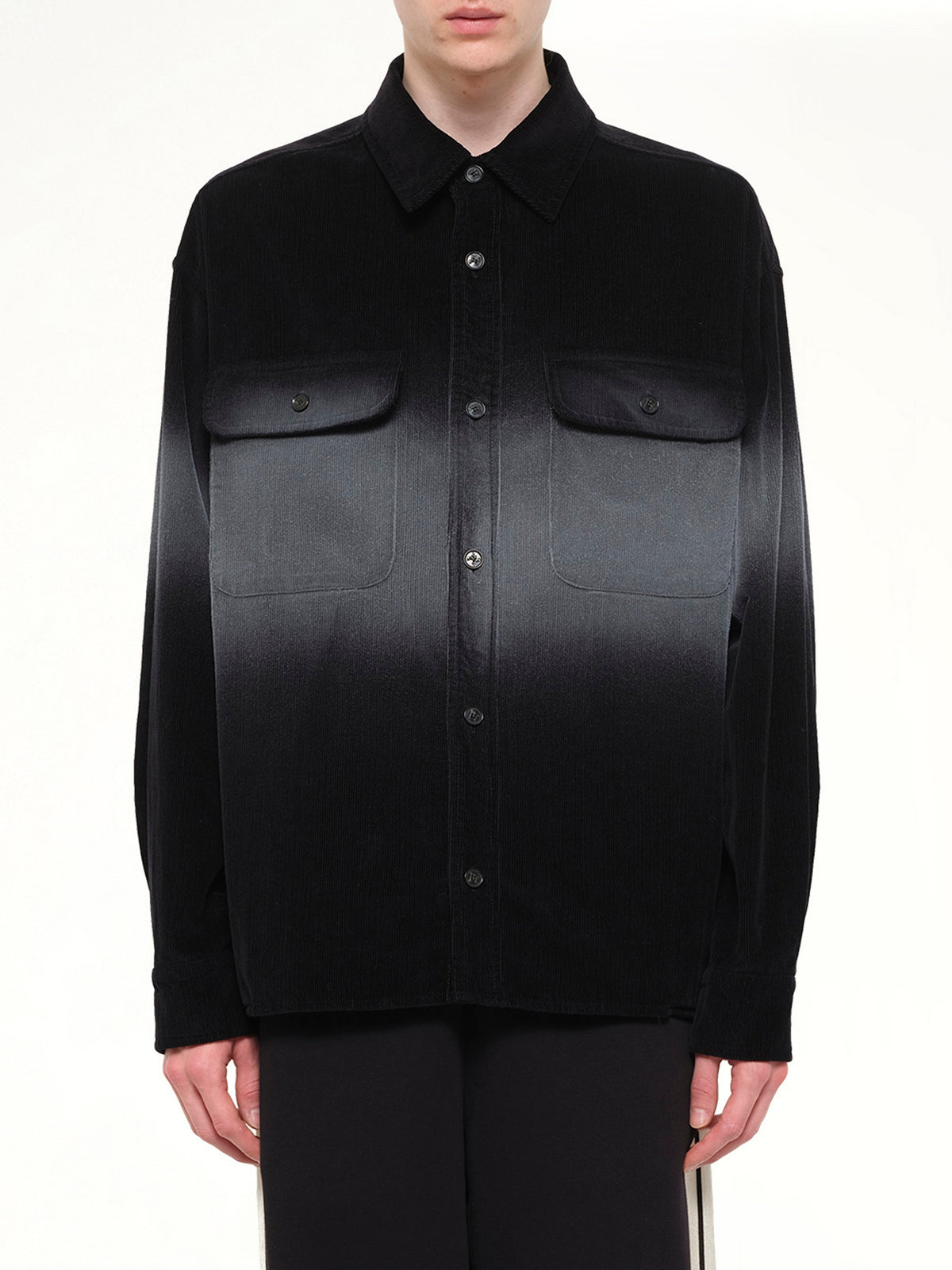 Faded Effect Classic Logo Loose Overshirt in Black/Off White