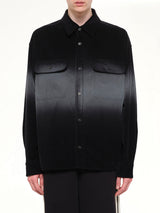 Faded Effect Classic Logo Loose Overshirt in Black/Off White